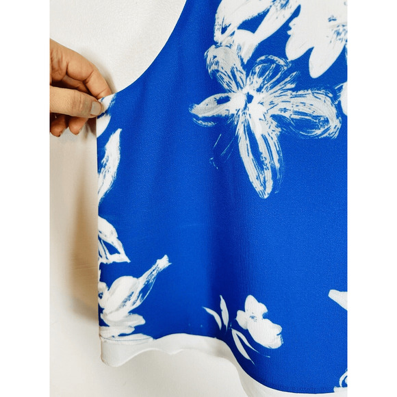 Lucy Paris blue floral swing top Sleeveless‎ Lined Woman’s Medium GUC - Picture 8 of 11